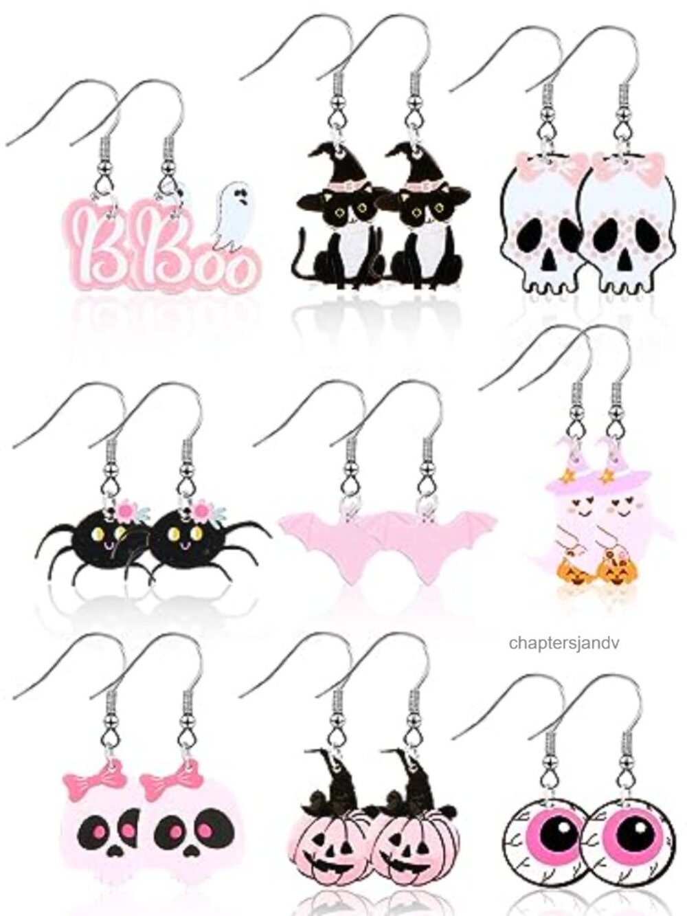 9 Pairs Halloween Earrings Acrylic Alloy Drop Dangle Party Set